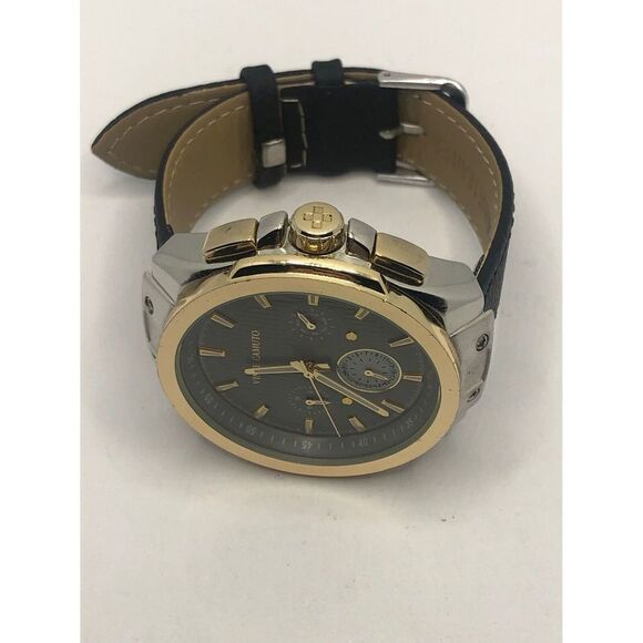 Vince Camuto Unisex Black Leather Analog Grey Dial Quartz Genuine Watch OP281 - Picture 7 of 9